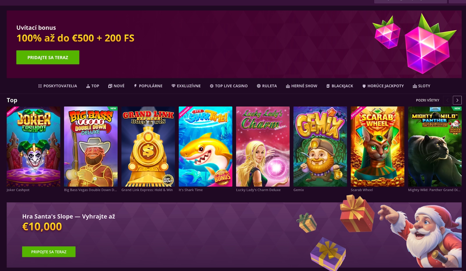 Uvítací bonus a top hry v Malina Casino